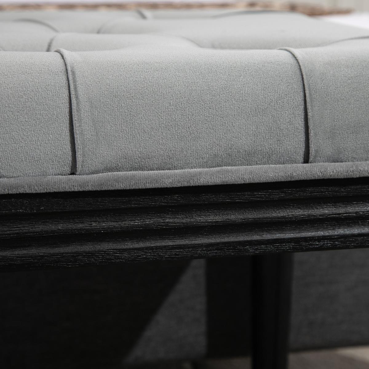 Fabric Velvet Upholstered Tufted Accent Bench - Grey – image 5
