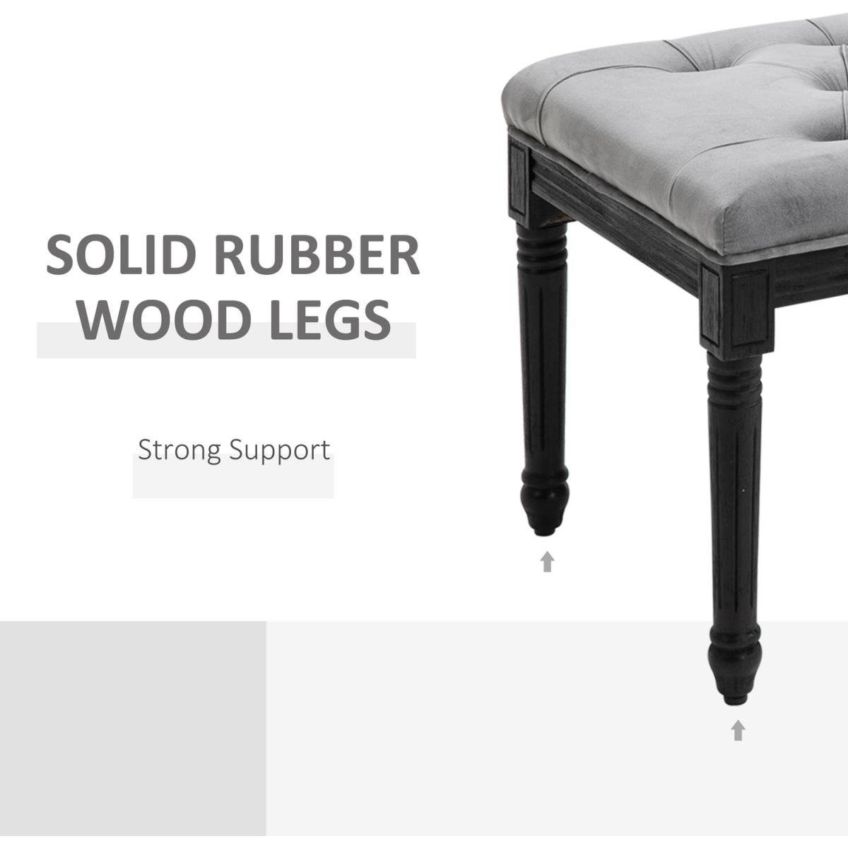 Fabric Velvet Upholstered Tufted Accent Bench - Grey – image 7