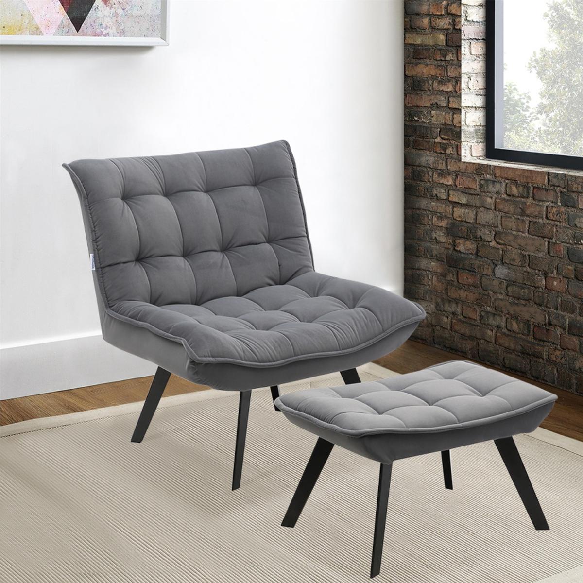 Armless Lounge Chairs and Footstools - Grey – image 4