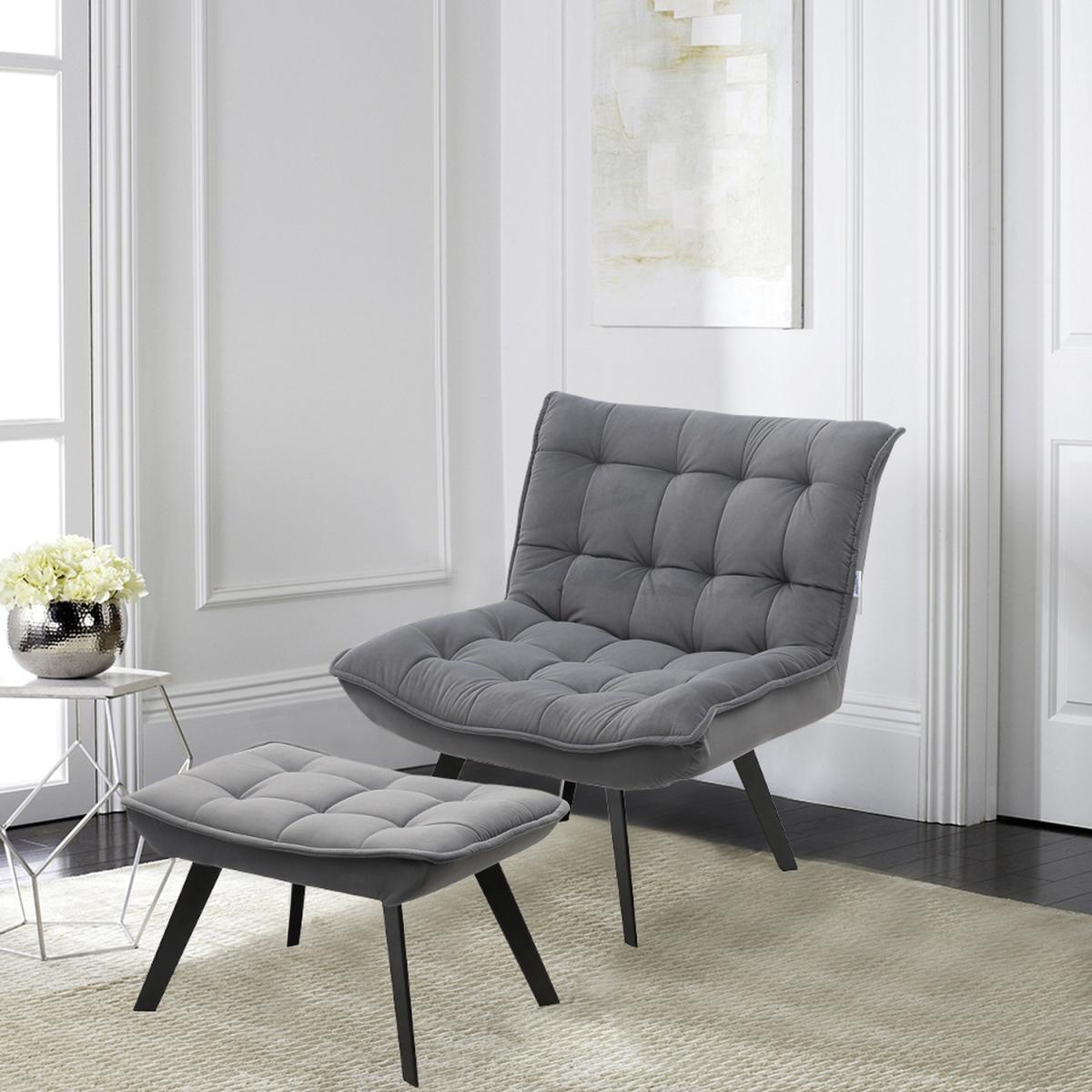 Armless Lounge Chairs and Footstools - Grey – image 5