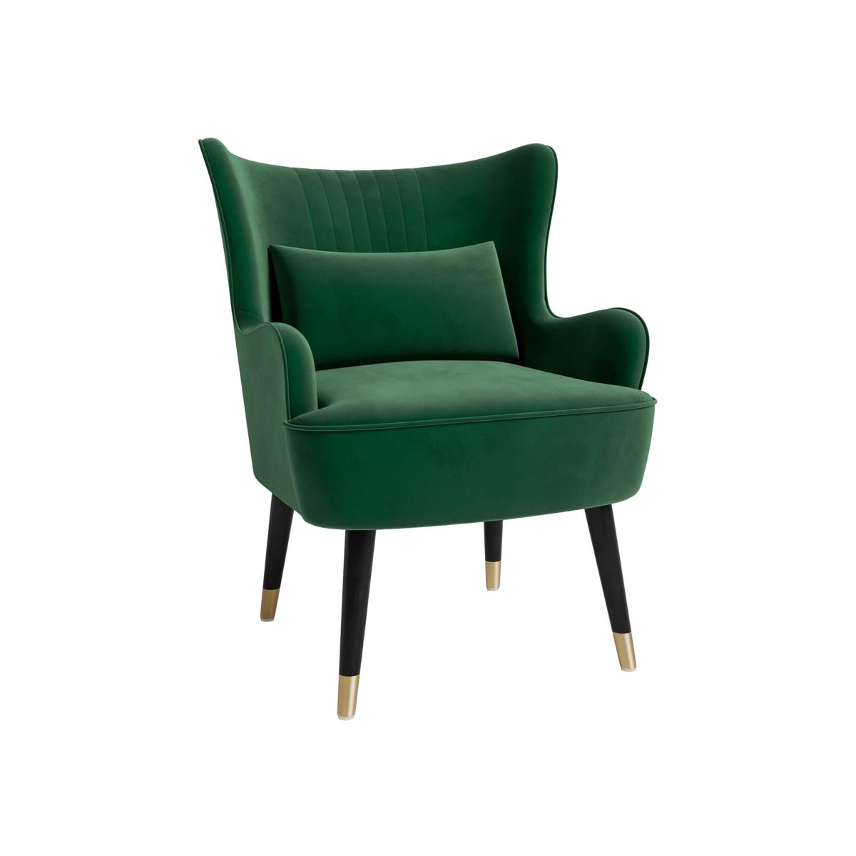 Velvet Accent Chair with Lumbar Pillow - Green