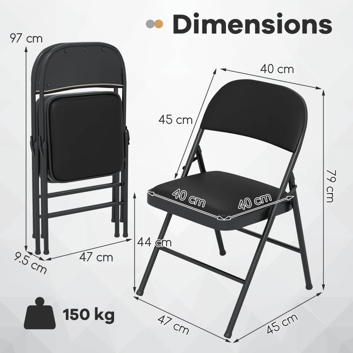 1 Pack Folding Padded Party Chairs - Black – image 2