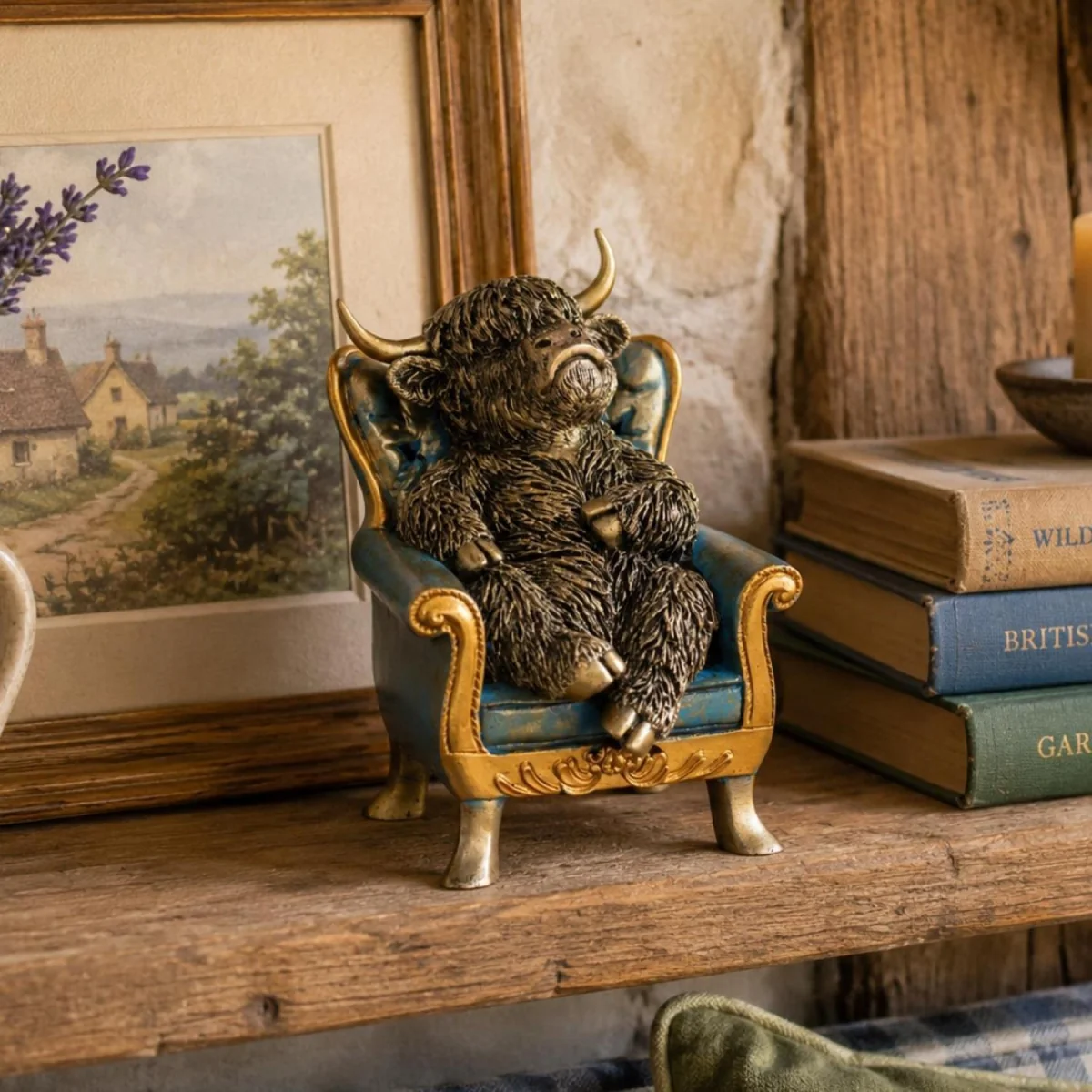 Highland Cow On A Chair - Gold – image 2