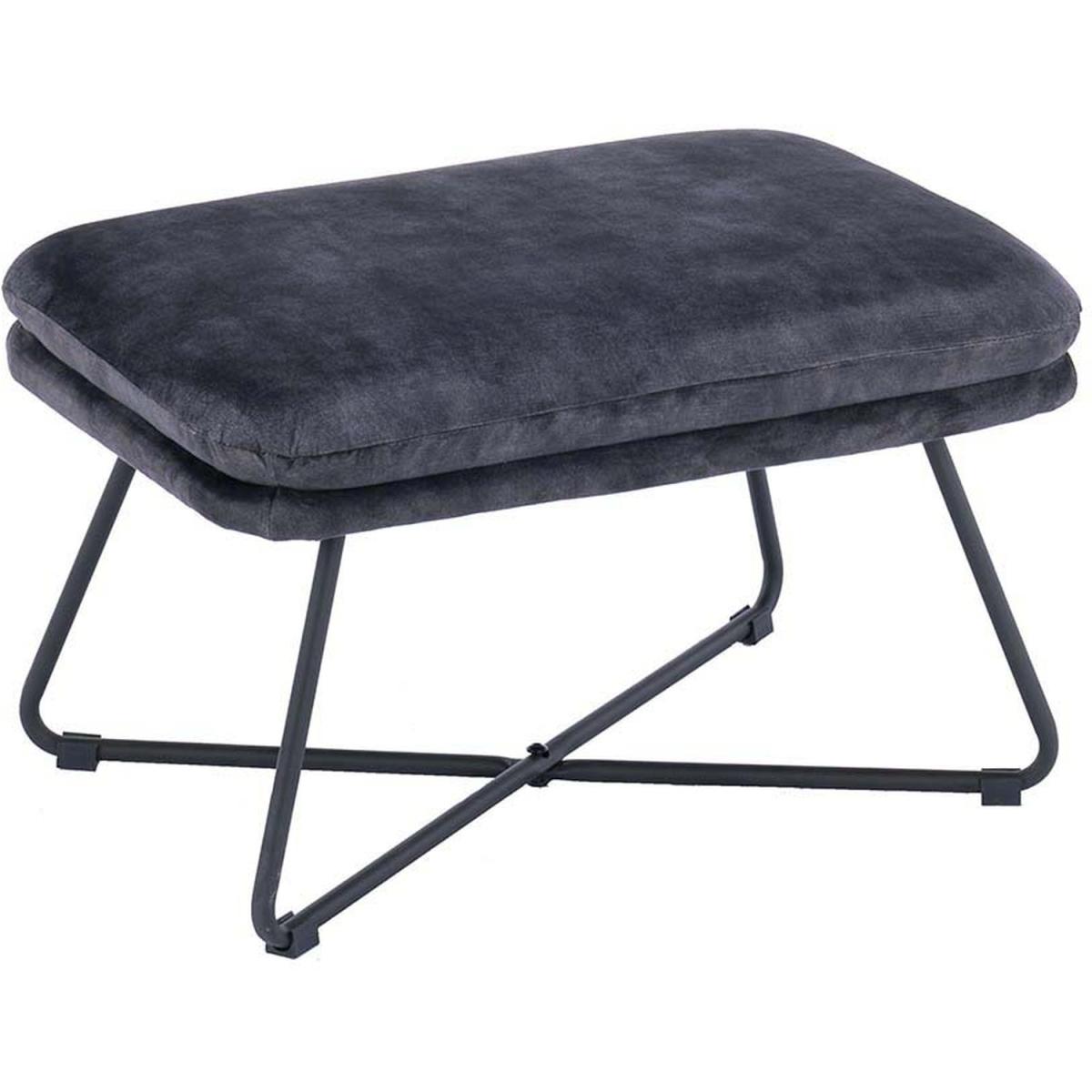 Ingrid Velvet Modern Metal Legs Accent Chair  - Slate Grey / With Footstool – image 4