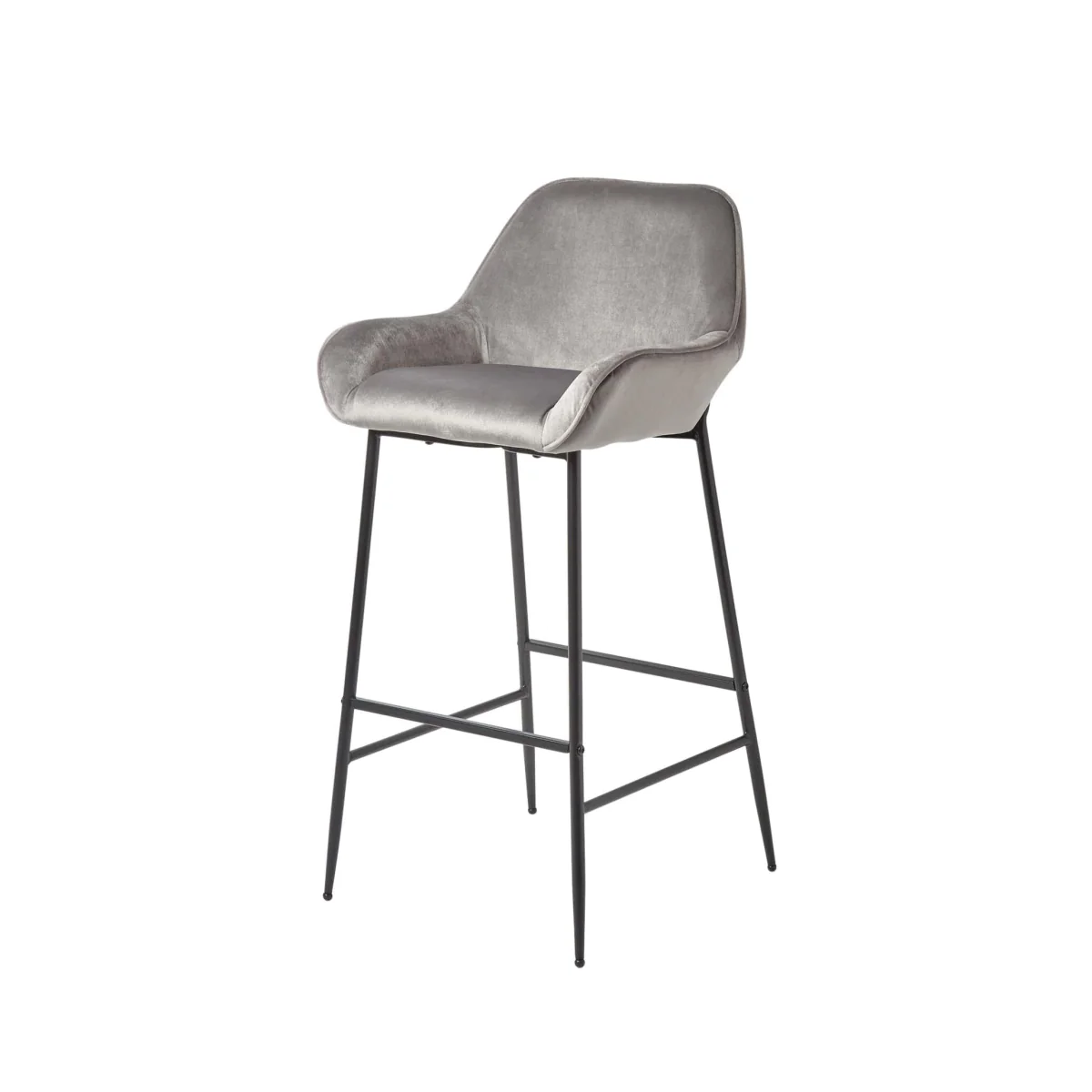 Eton Velvet Bar Stool Chair with Backrest - Grey – image 1