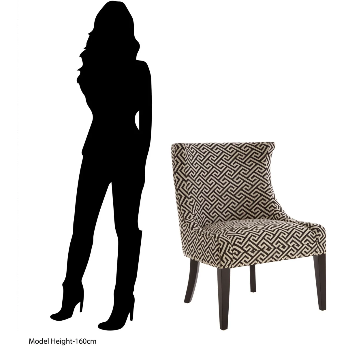 Regents Park Greek Key Design Accent Chair with Black Legs - Brown – image 2