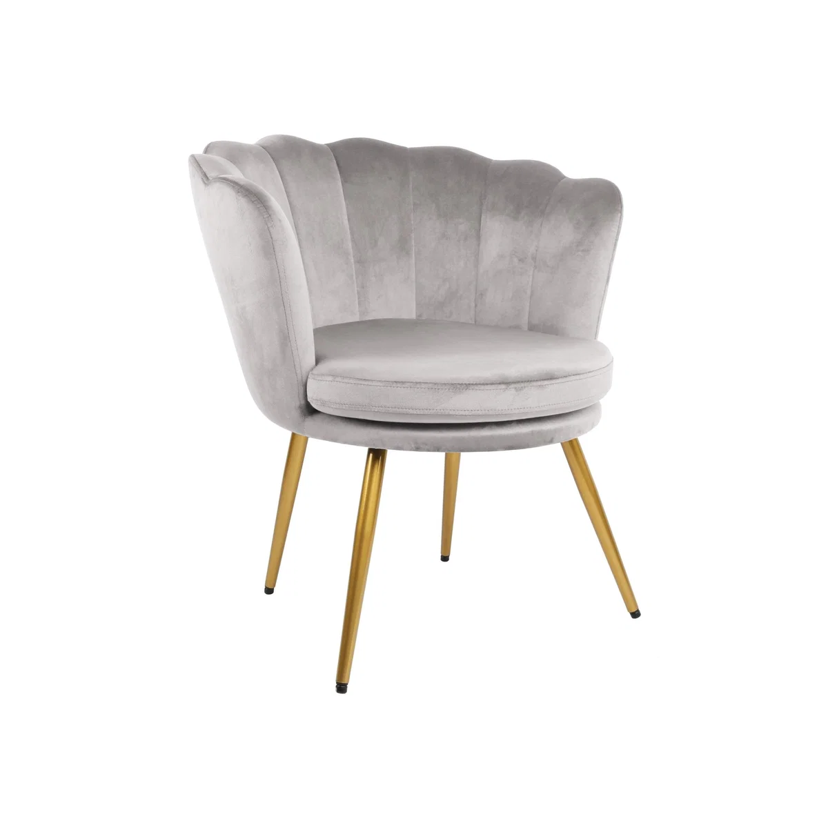 Genesis Flora Accent Chair with Petal Back Scallop Armchair in Velvet - Silver Grey