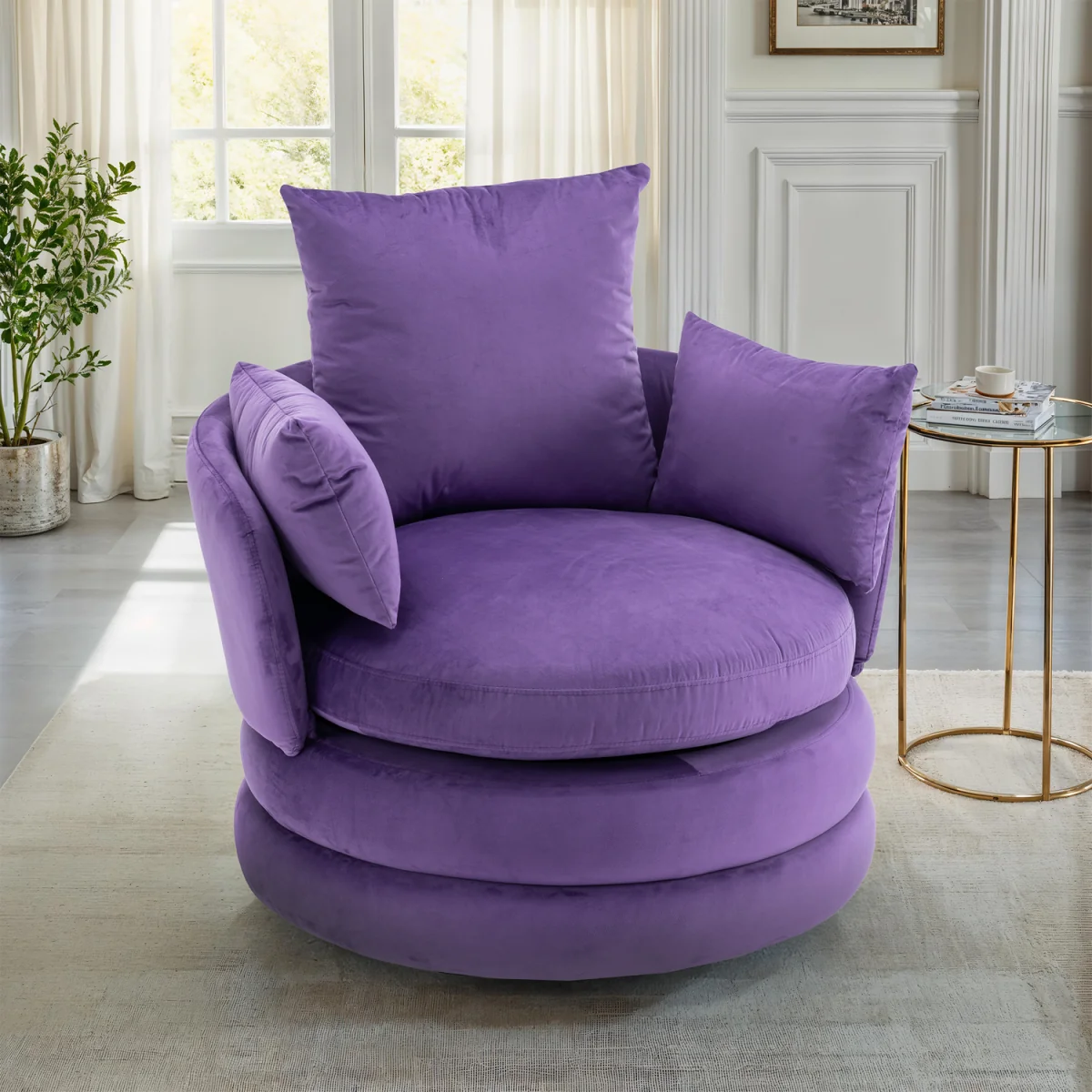 Velvet Purple Teri Accent Swivel Chair - Purple – image 2