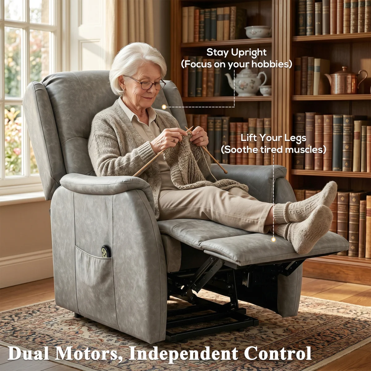 HOMCOM Power Lift Recliner Chair Dual Motor - Brown – image 15