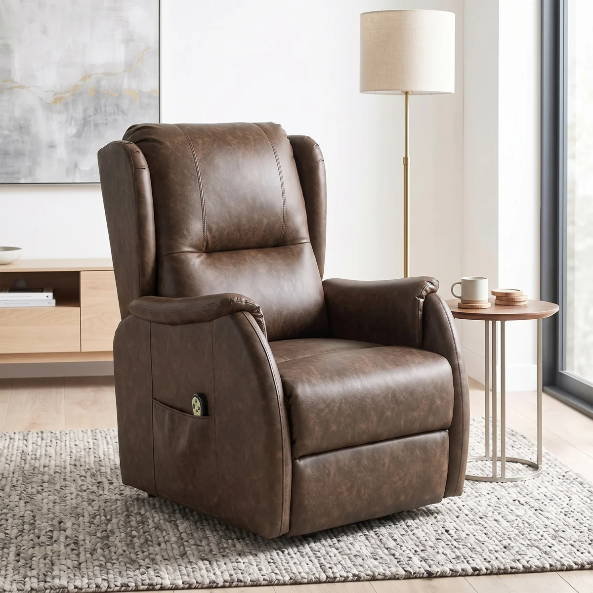 HOMCOM Power Lift Recliner Chair Dual Motor - Brown – image 3