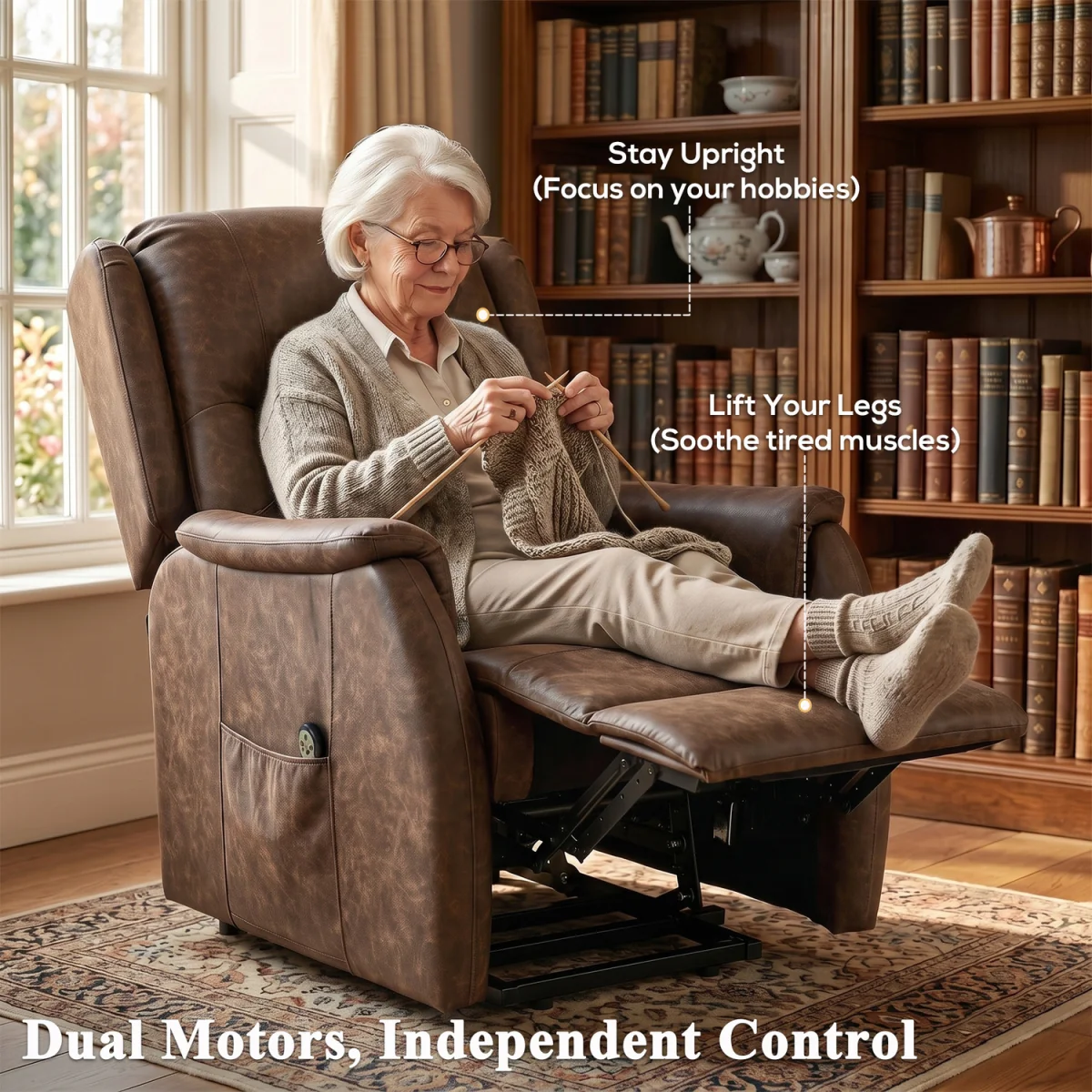 HOMCOM Power Lift Recliner Chair Dual Motor - Brown – image 6