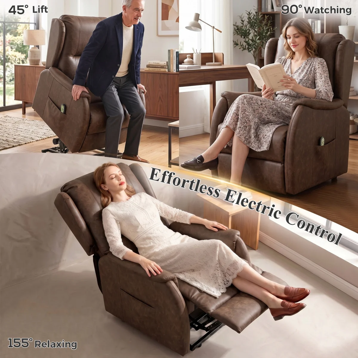 HOMCOM Power Lift Recliner Chair Dual Motor - Brown – image 7