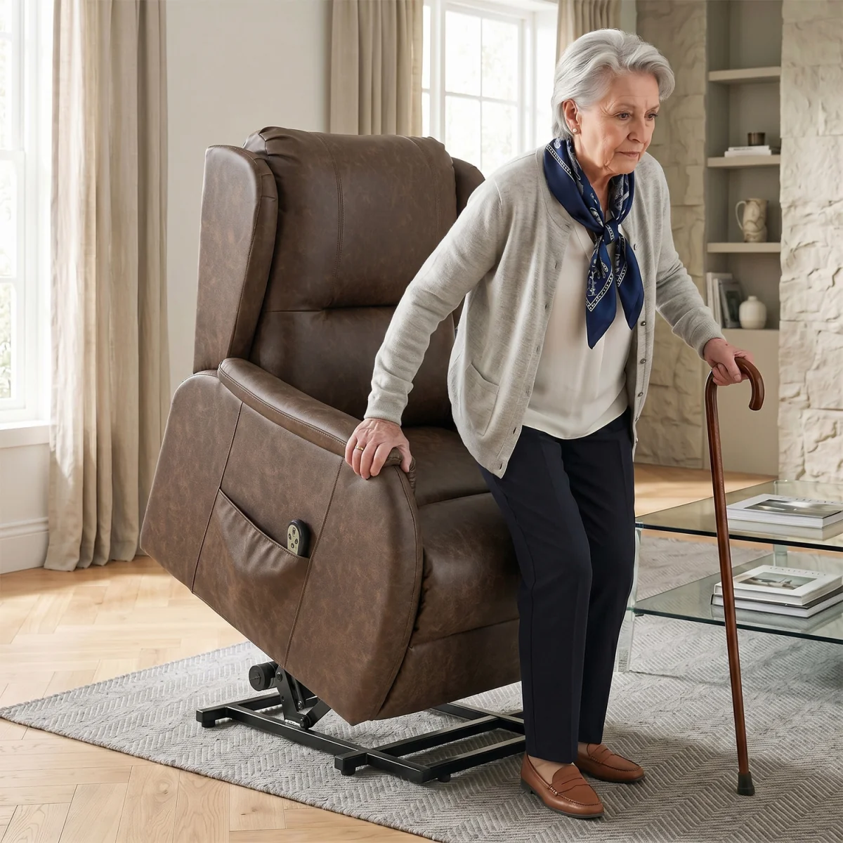 HOMCOM Power Lift Recliner Chair Dual Motor - Brown – image 1