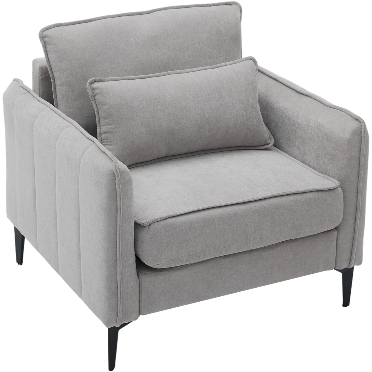 Modern Upholstered Accent Chair with Lumbar Cushion - Light Grey – image 6