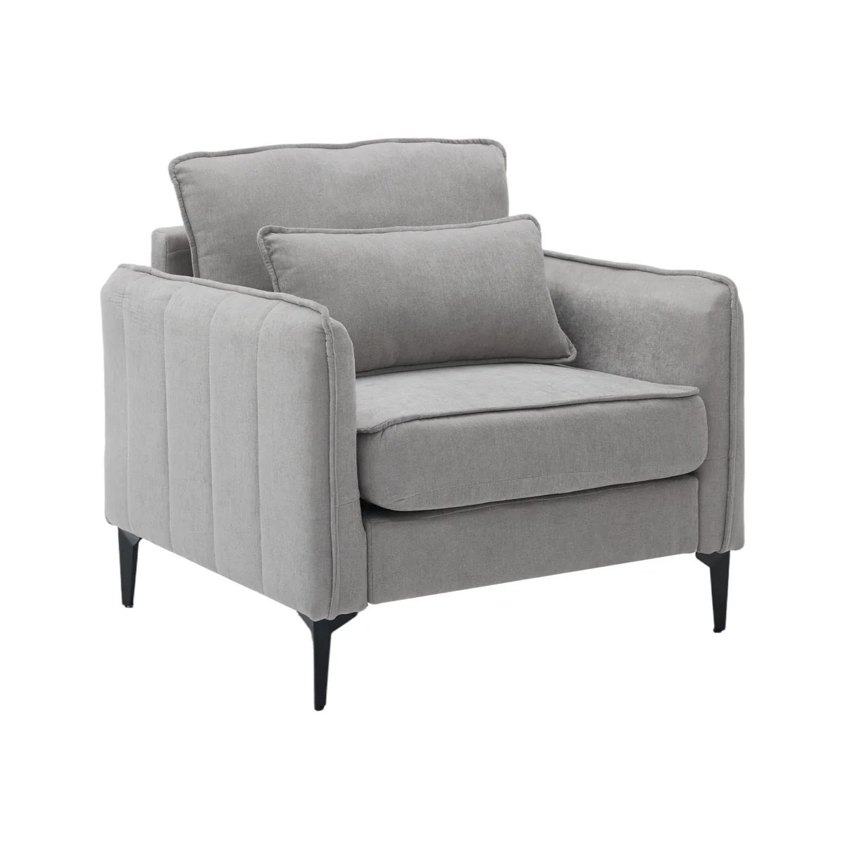 Modern Upholstered Accent Chair with Lumbar Cushion - Light Grey – image 1