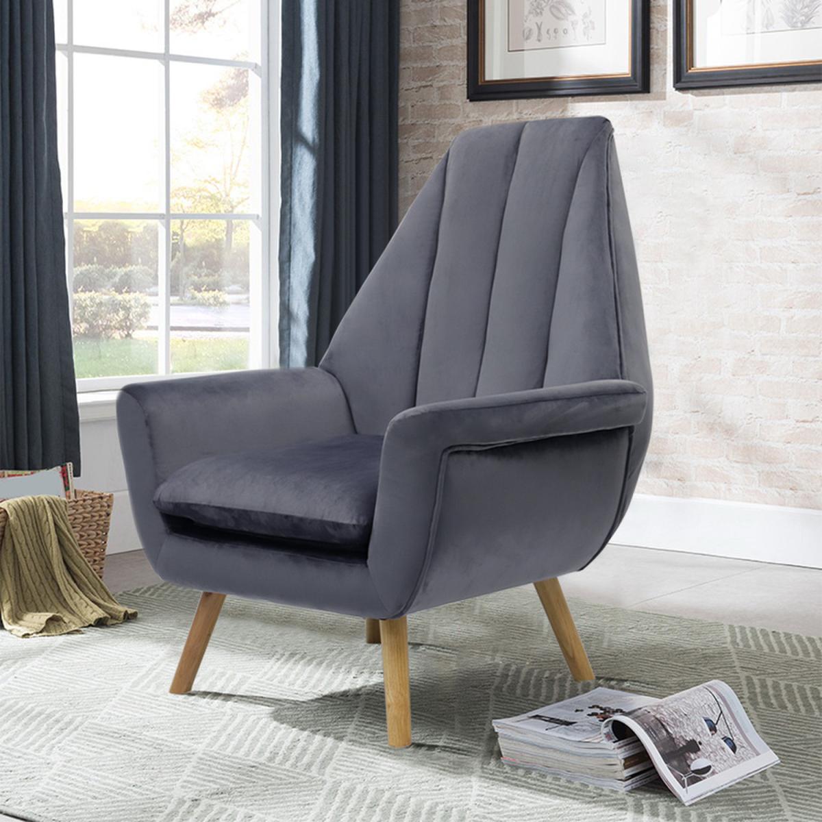 Velvet Lounge Accent Chair - Grey-Pink – image 13