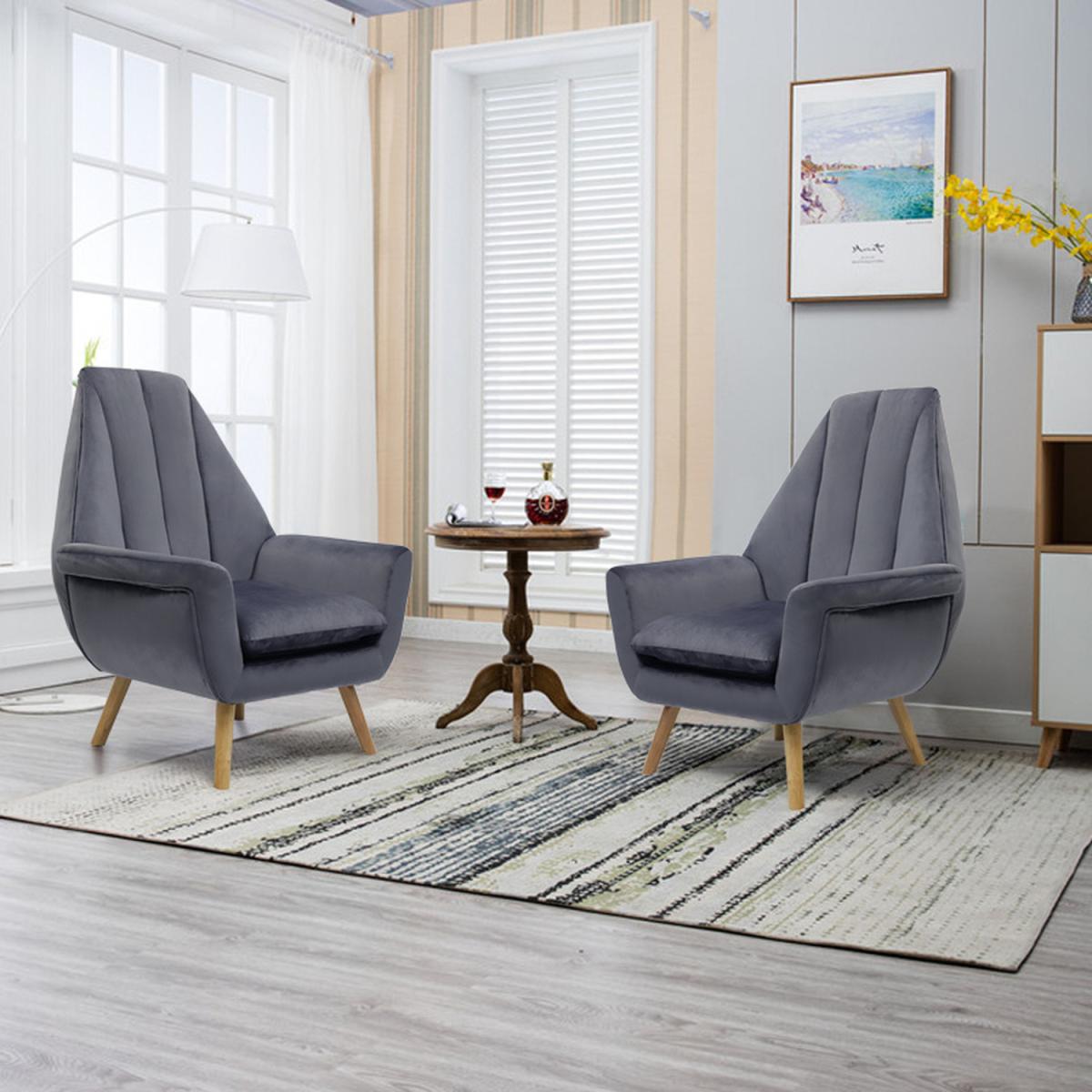 Velvet Lounge Accent Chair - Grey-Pink – image 14