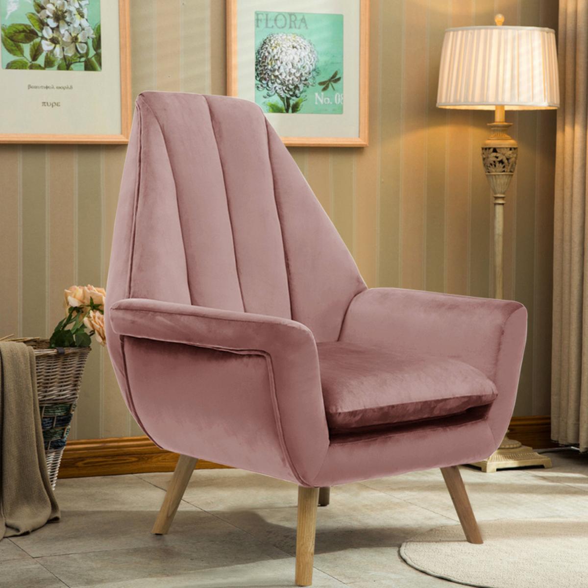 Velvet Lounge Accent Chair - Grey-Pink – image 5