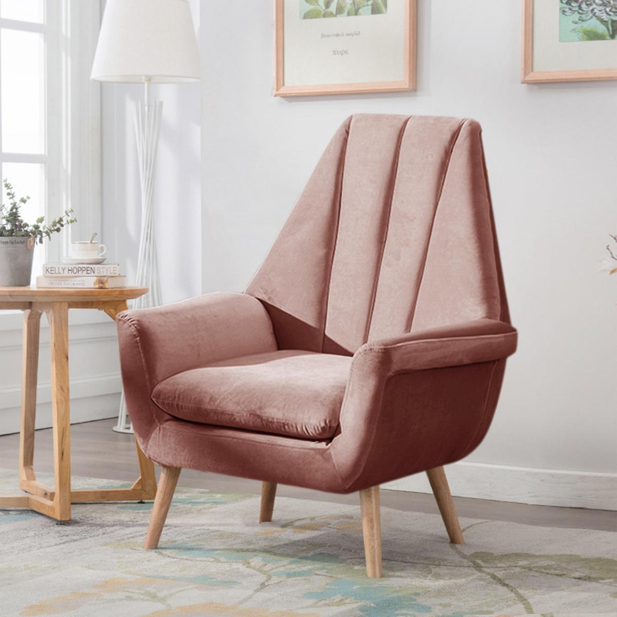 Velvet Lounge Accent Chair - Grey-Pink – image 6