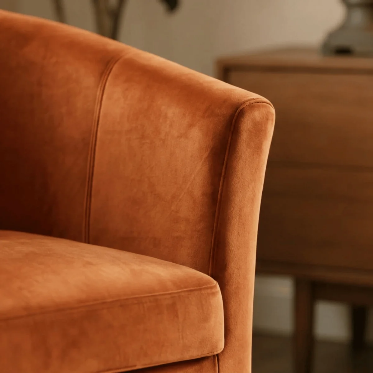 Bedford Small Padded Curved Back Tub Chair - Rusty Orange – image 2