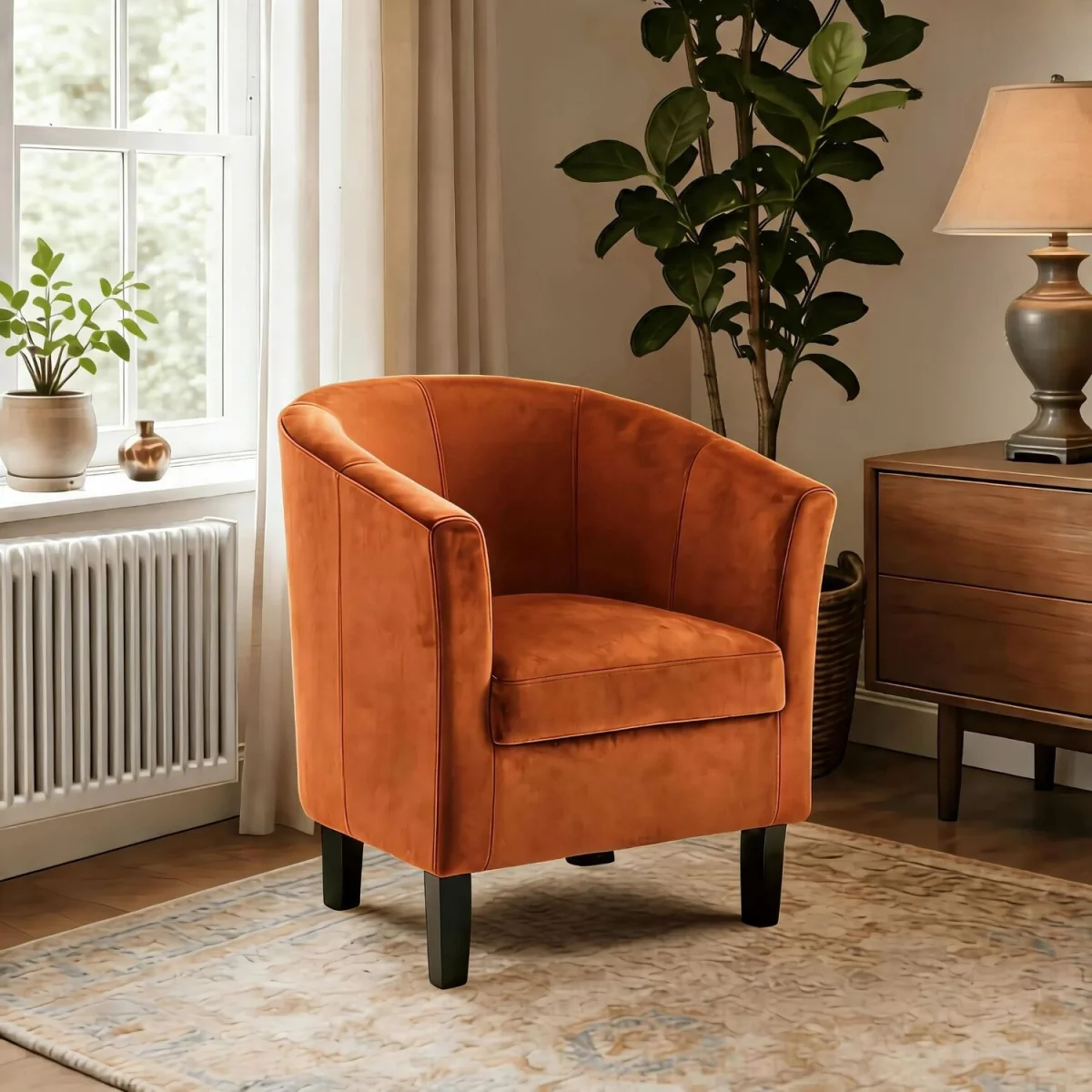 Bedford Small Padded Curved Back Tub Chair - Rusty Orange – image 1