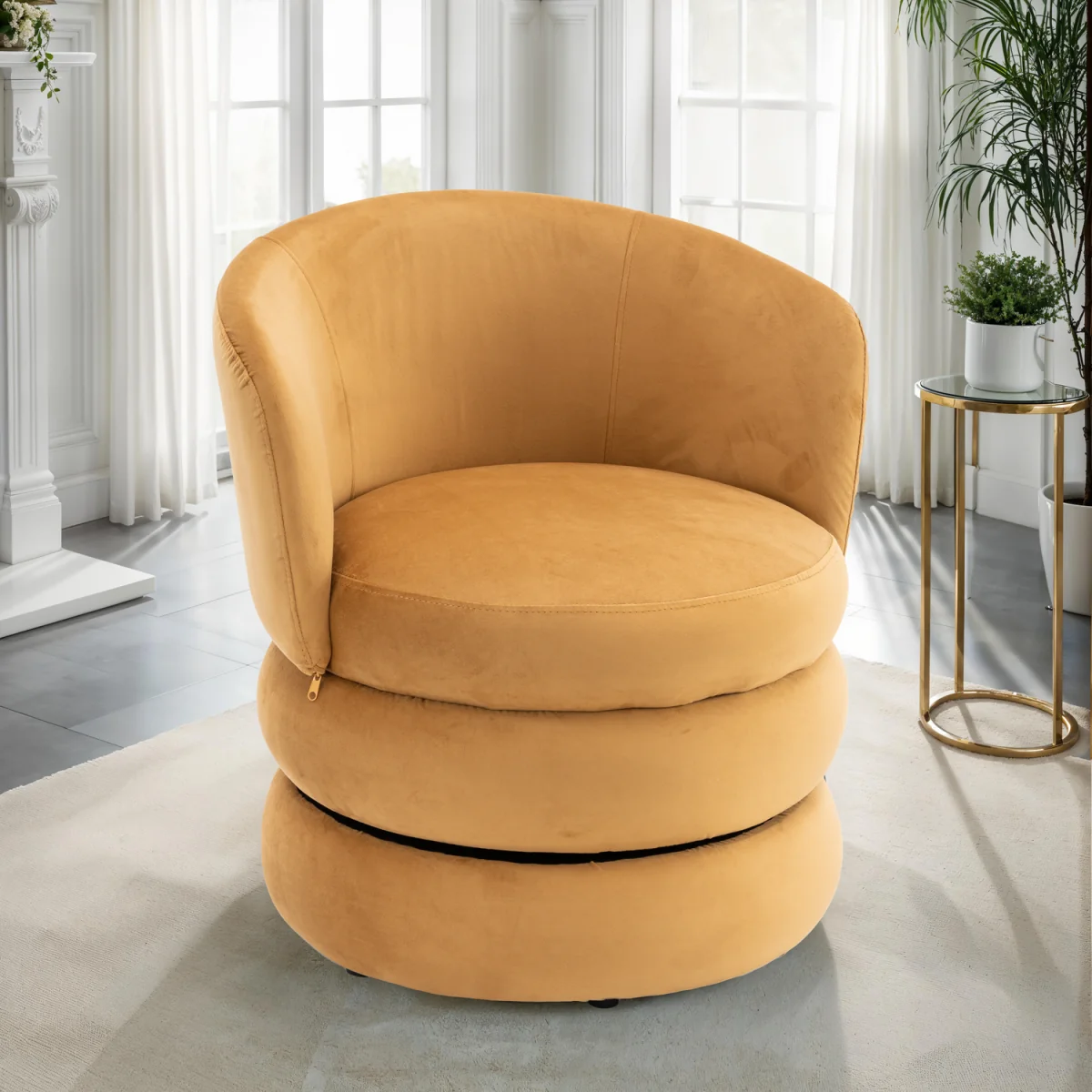 Velvet Gold Tilly Accent Swivel Chair - Gold – image 2