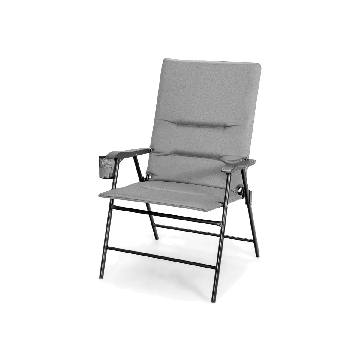 Costway Patio Padded Folding Chair-Grey - Grey