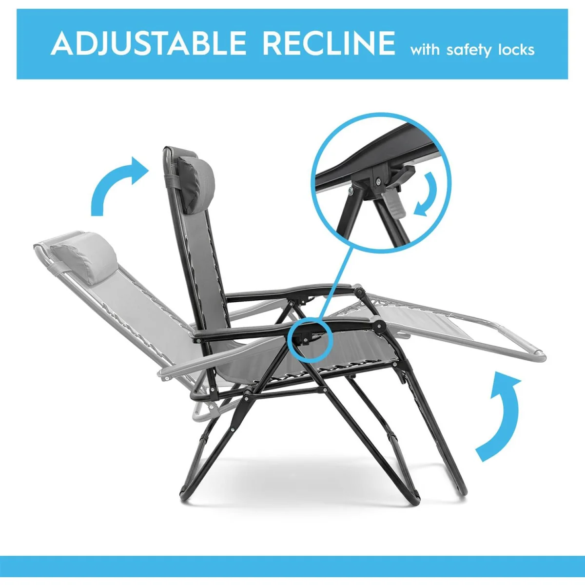 2 Piece Zero Gravity Chair Set - Grey – image 4