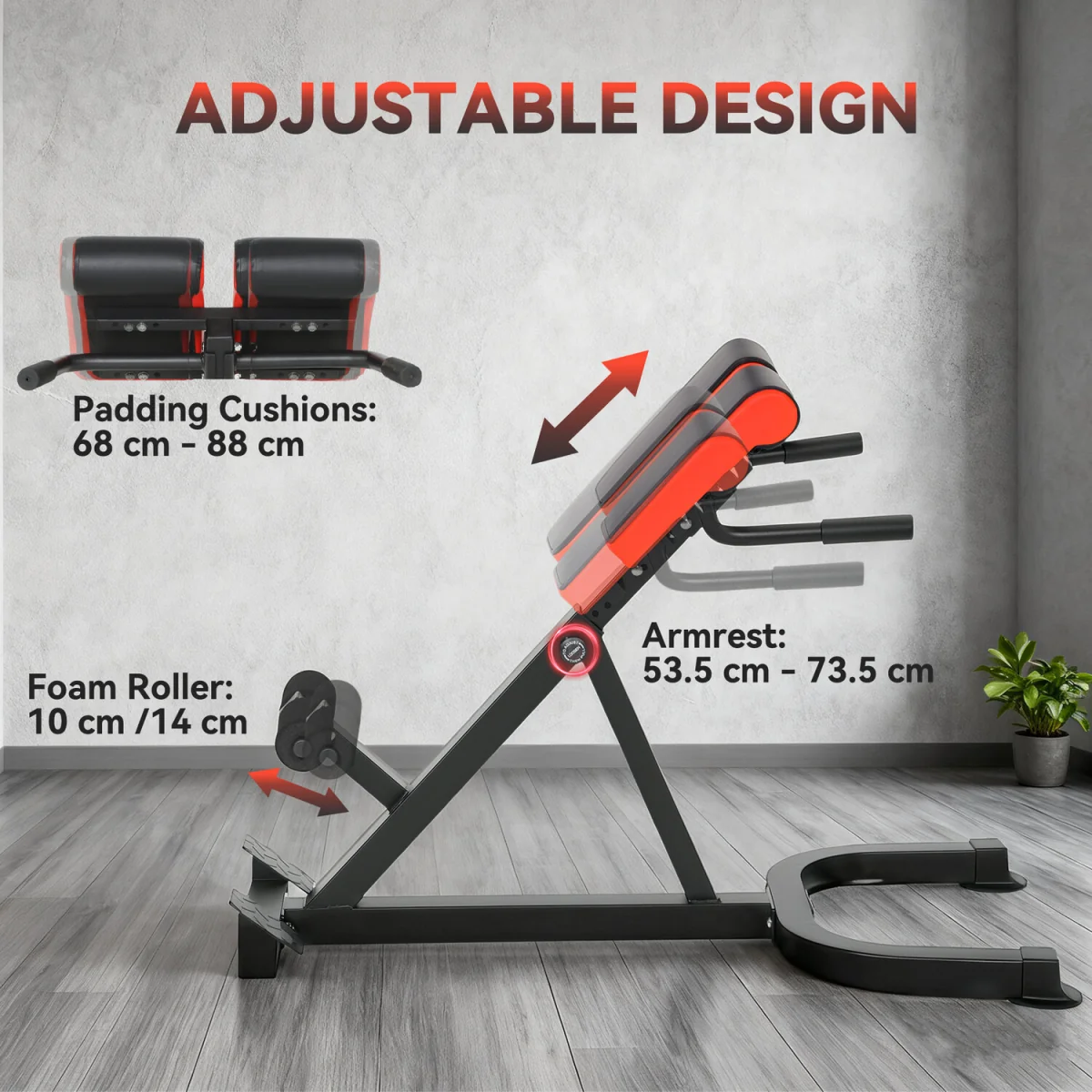 SPORTNOW 5-Level Adjustable Roman Chair Multi-Function - Red – image 5