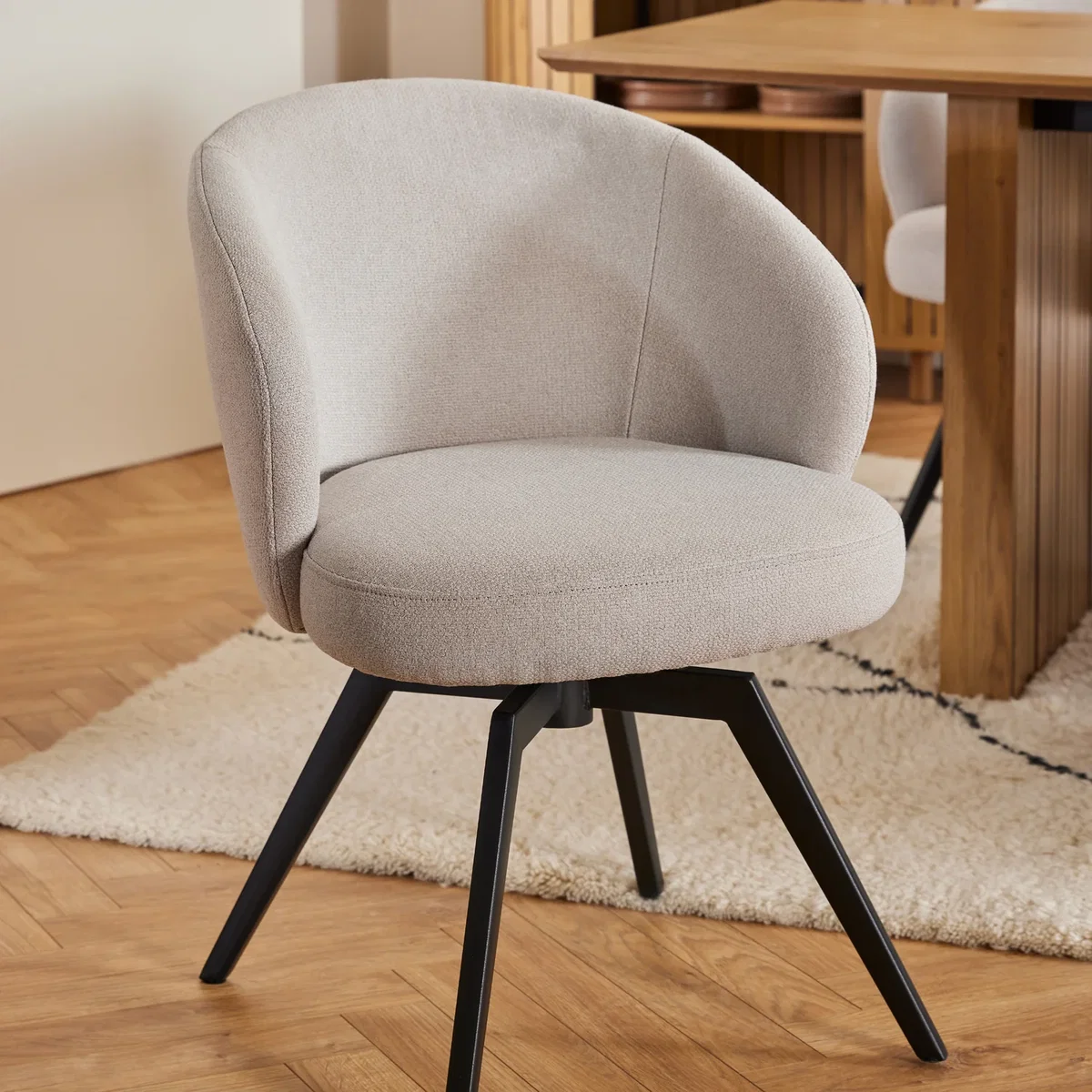 Darlene Dining Chair Armrest Swivel Function - Beige – image 1