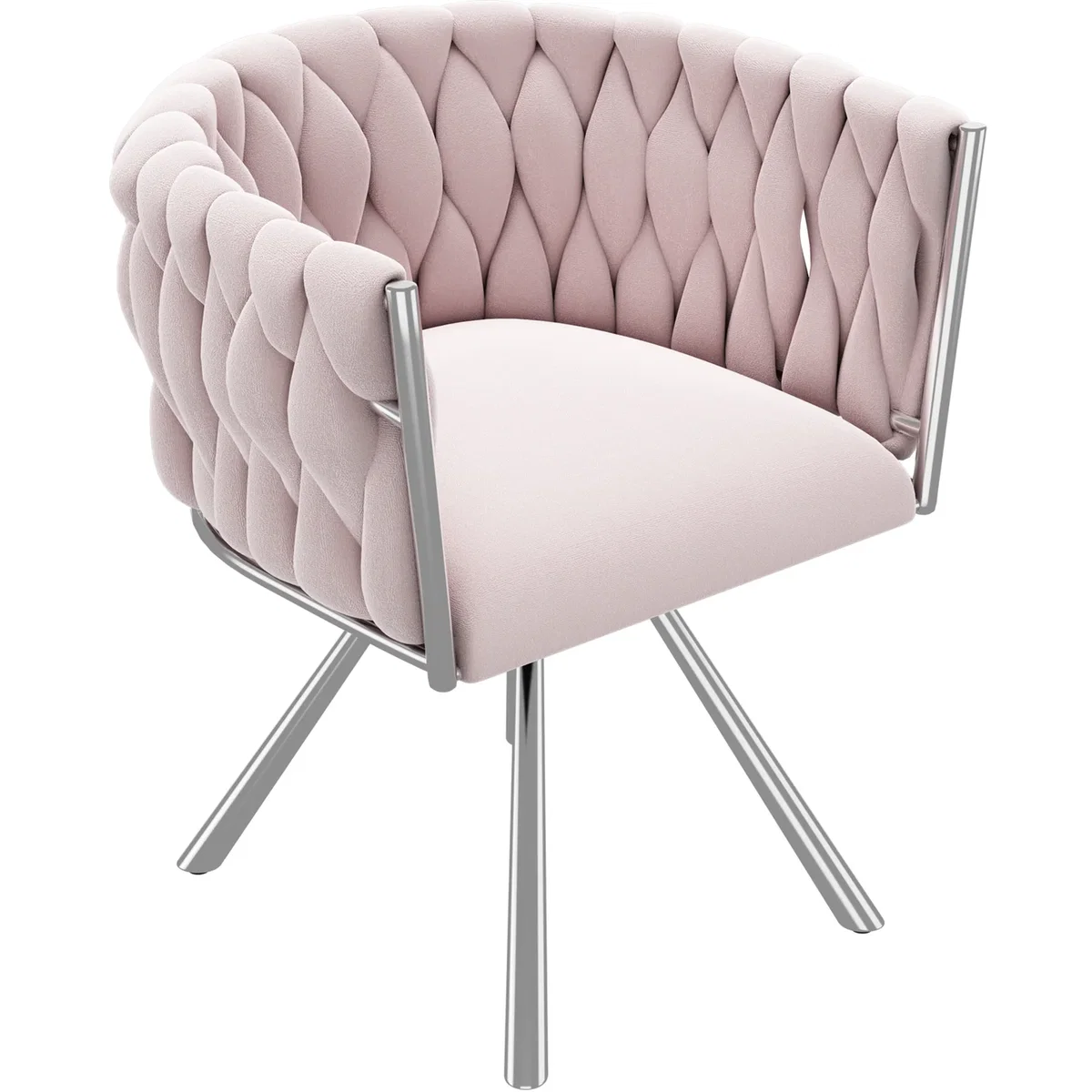 Velvet Luxurious Swivel Chair with Four Metal Legs, Pink - Pink – image 6