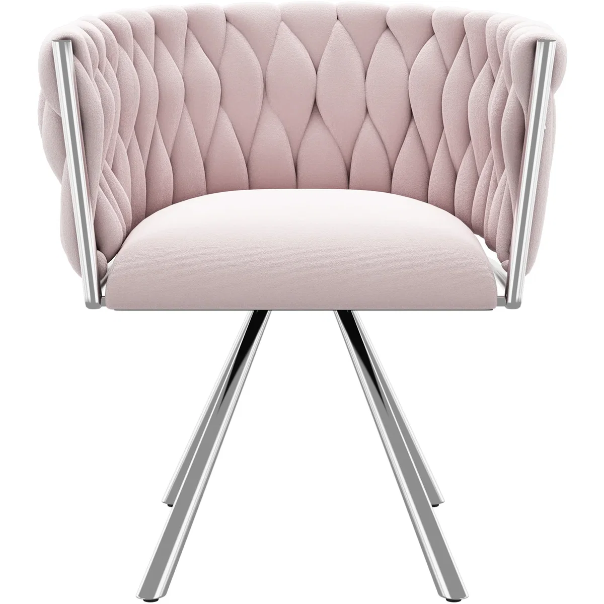 Velvet Luxurious Swivel Chair with Four Metal Legs, Pink - Pink – image 7