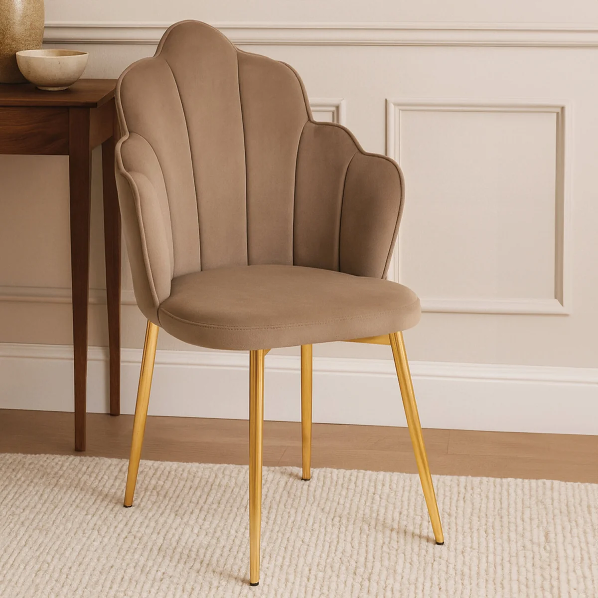 Tian Mink Velvet Chair - Brown – image 2