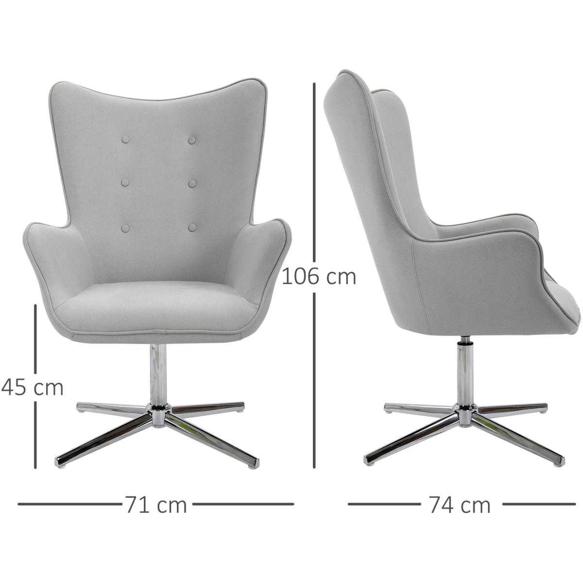 Retro PU Leather Swivel Accent Chair  - Grey – image 2