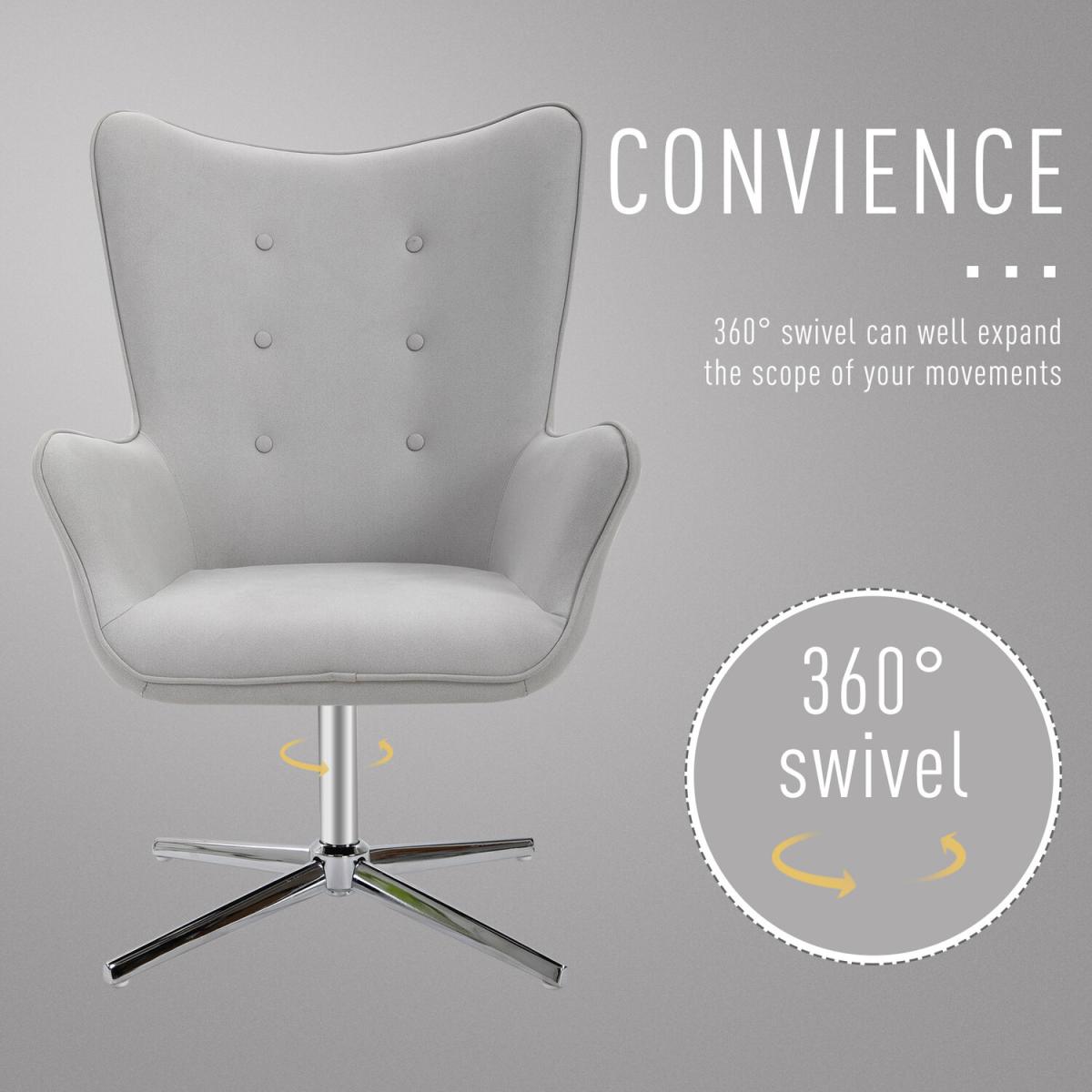 Retro PU Leather Swivel Accent Chair  - Grey – image 4