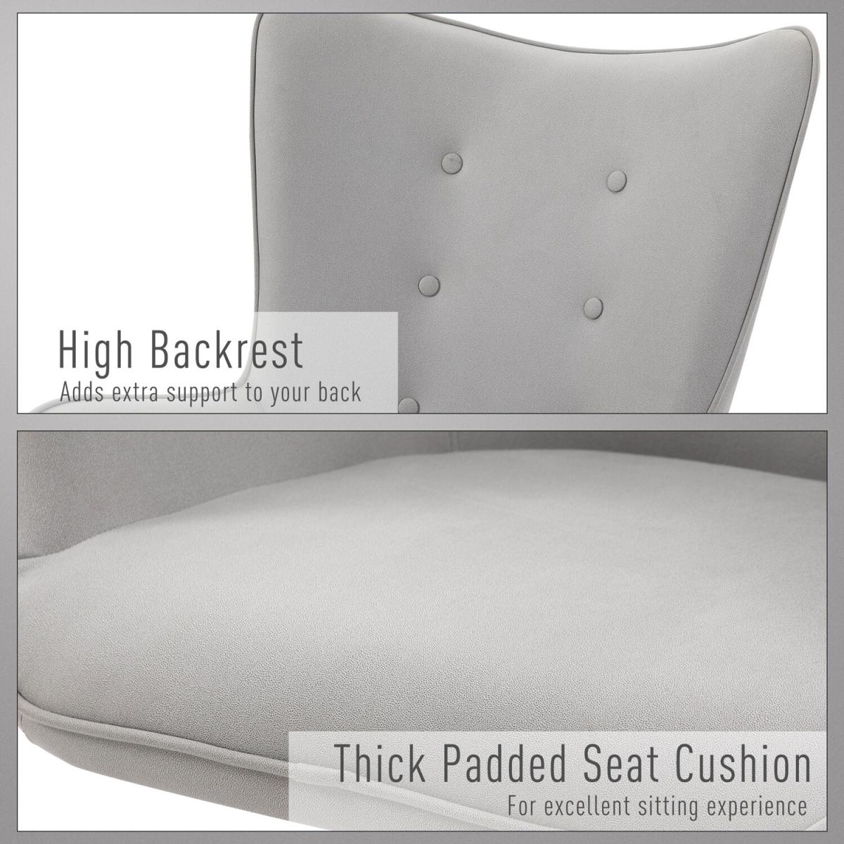 Retro PU Leather Swivel Accent Chair  - Grey – image 5