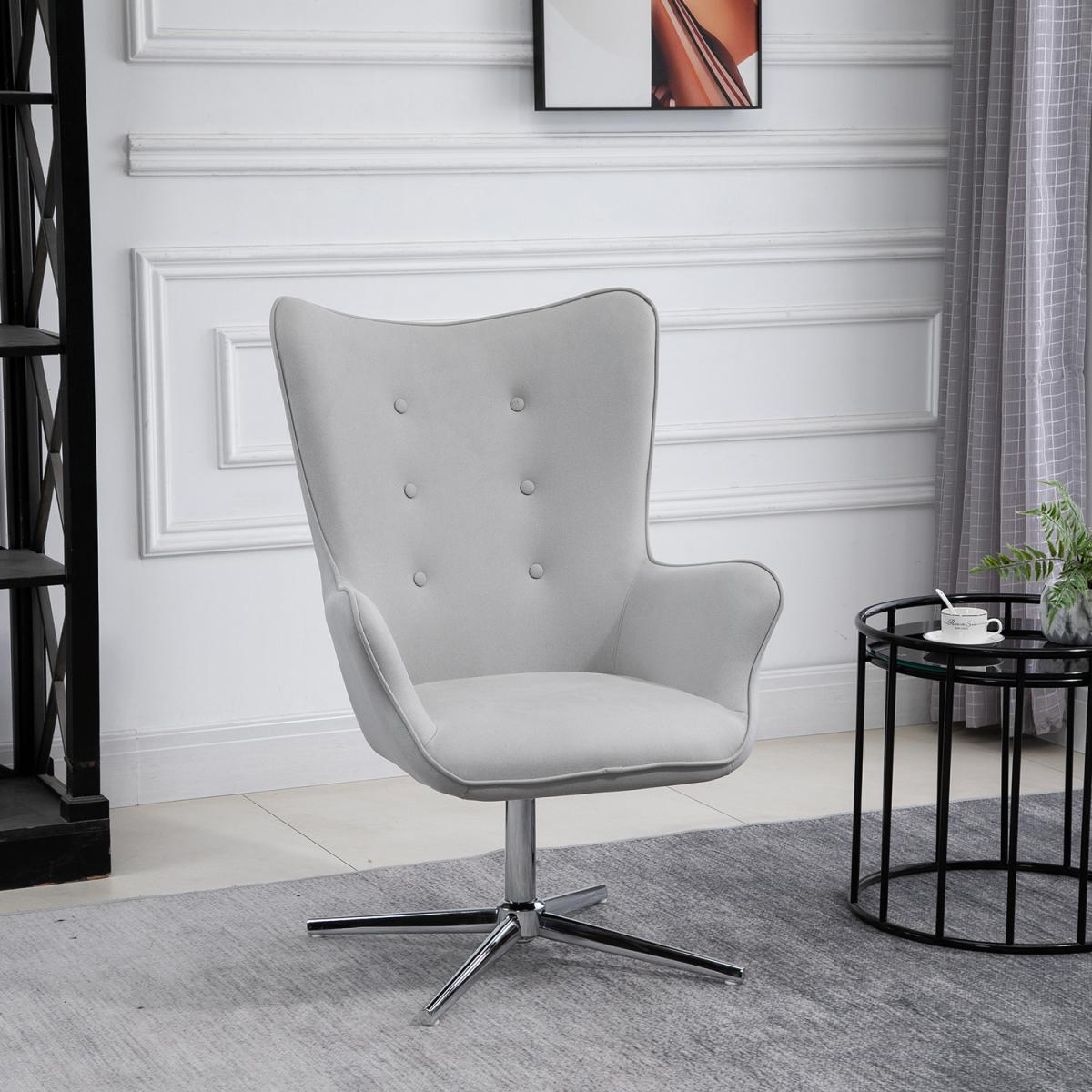 Retro PU Leather Swivel Accent Chair  - Grey – image 9