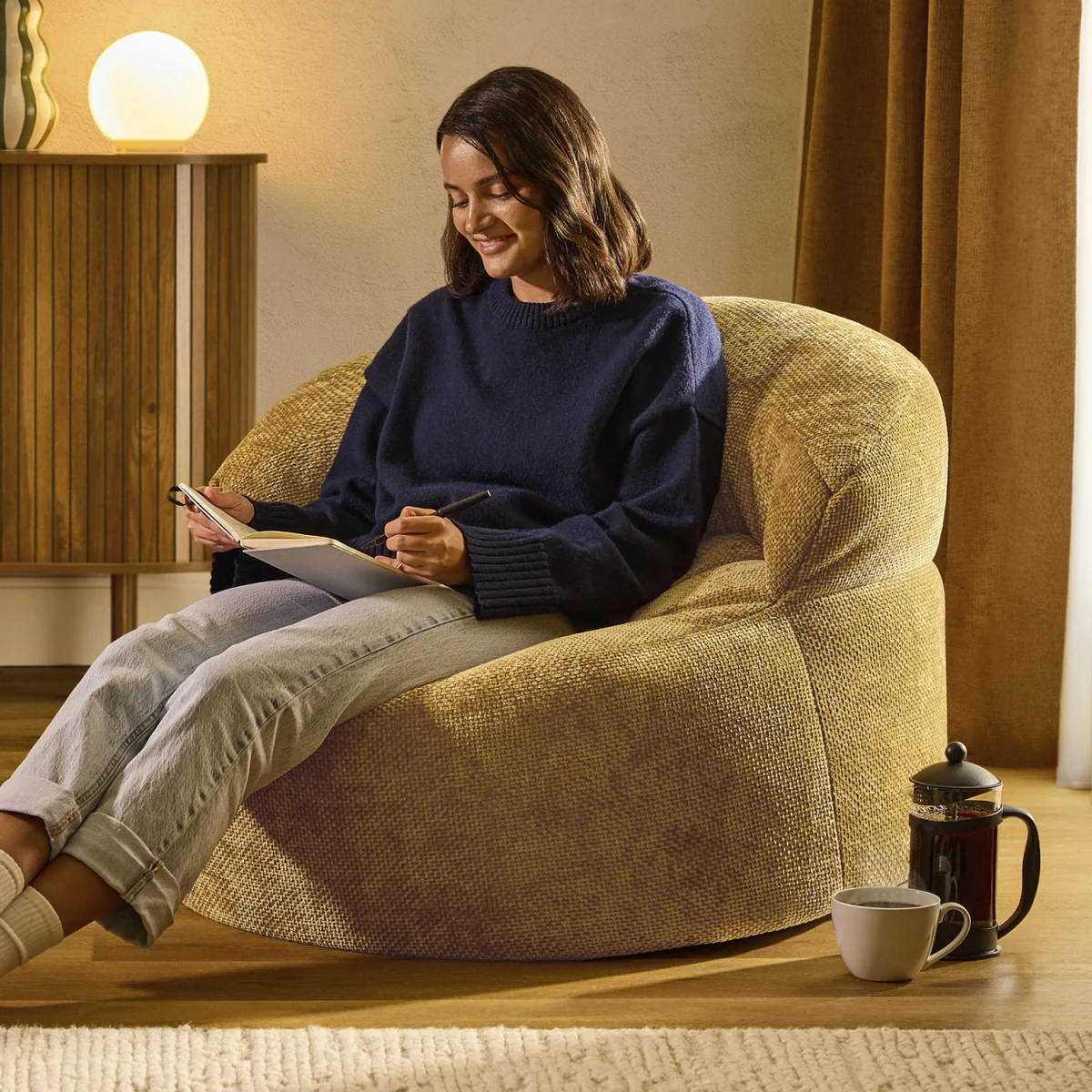 icon Orb Accent Chair Woven Chenille, Gold - Gold – image 3