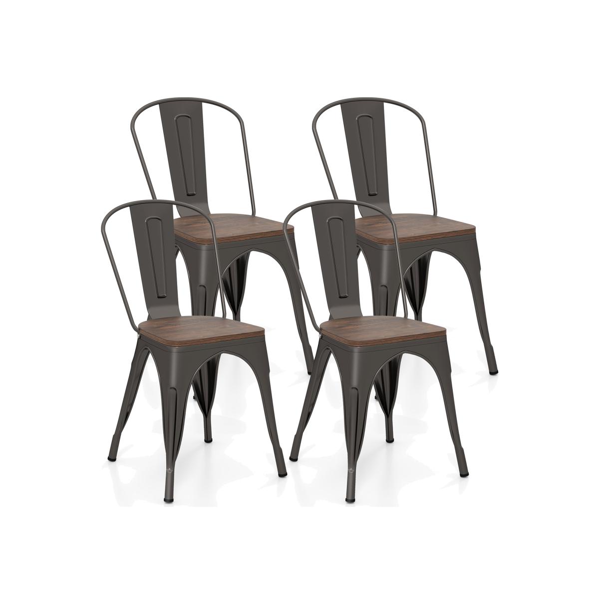 Set of 4 Stackable Kitchen Side Chairs - Green