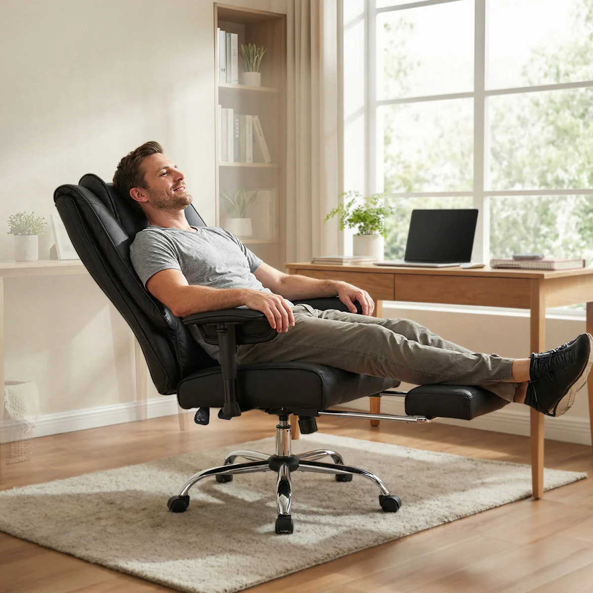Levede Big Tall High Back Heavy Duty PU Recliner Executive Chair - Black – image 1