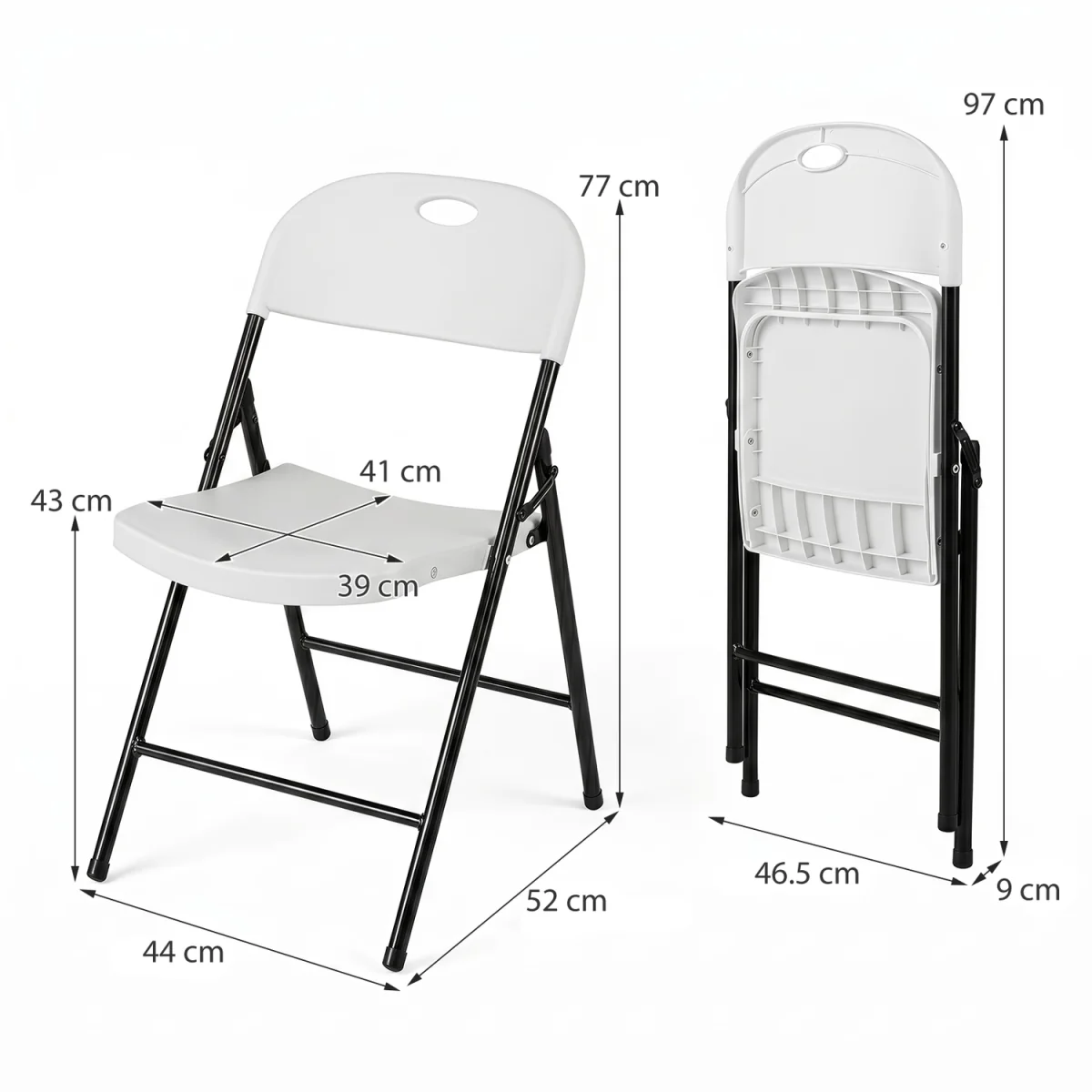 Set of 4 Foldable Plastic Chairs - White – image 3