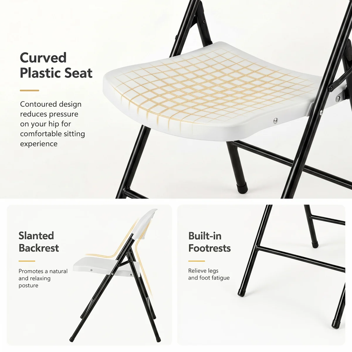Set of 4 Foldable Plastic Chairs - White – image 5