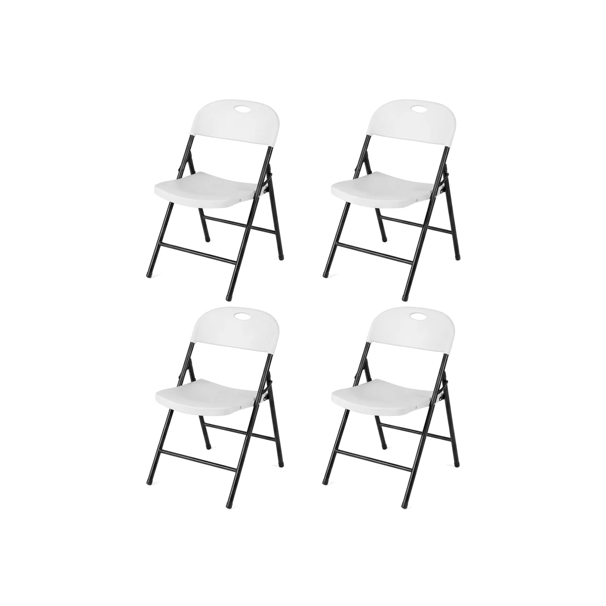 Set of 4 Foldable Plastic Chairs - White – image 1