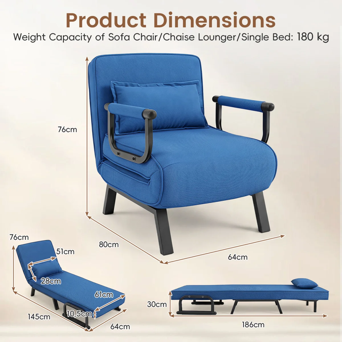 3 in 1 Convertible Sleeper Chair – image 3