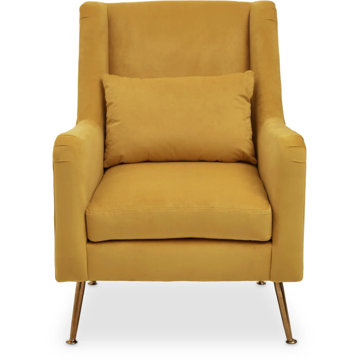 Doucet Yellow Velvet Chair With Gold Finish Legs - Yellow – image 2