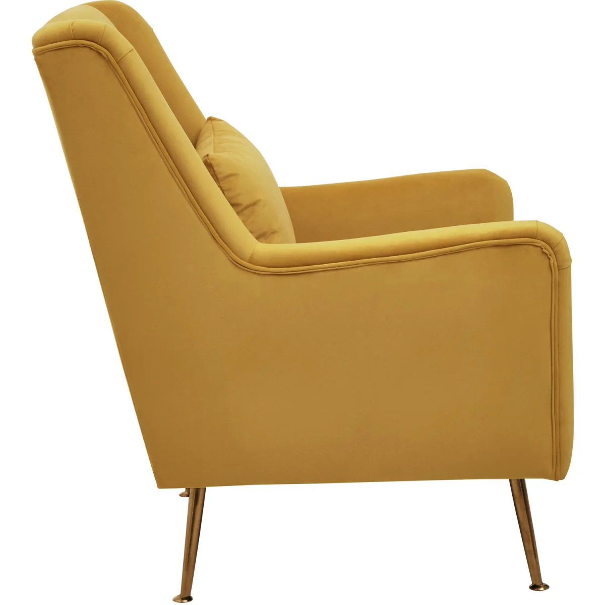 Doucet Yellow Velvet Chair With Gold Finish Legs - Yellow – image 3