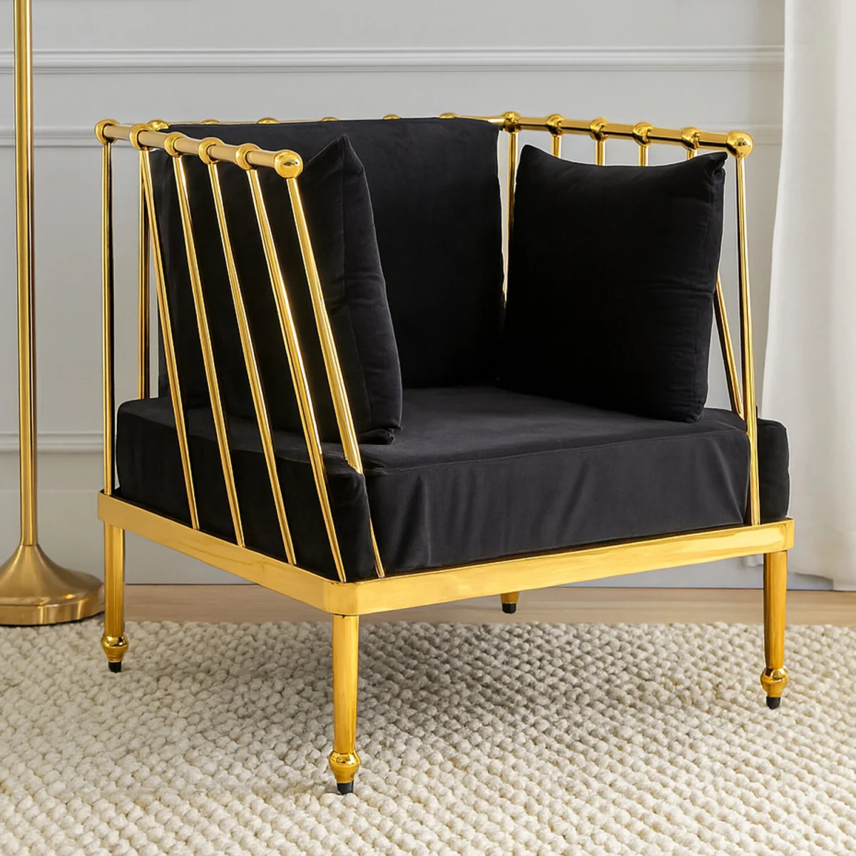 Novo Chair With Gold Finish Tapered Arms - Gold – image 1