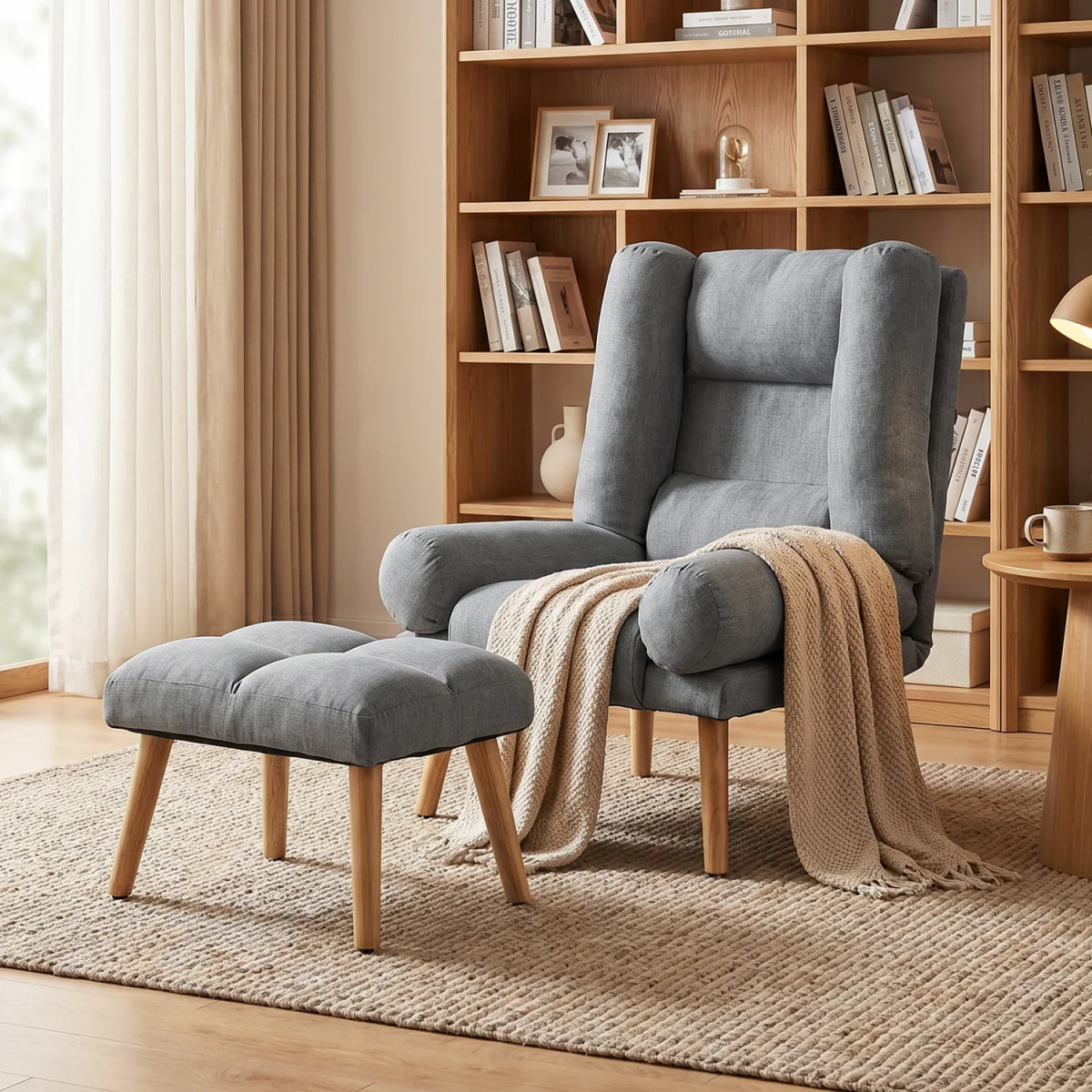 HOMCOM Recliner Chair Ottoman Set - Grey – image 2