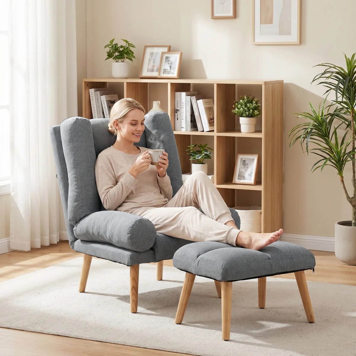 HOMCOM Recliner Chair Ottoman Set - Grey – image 3
