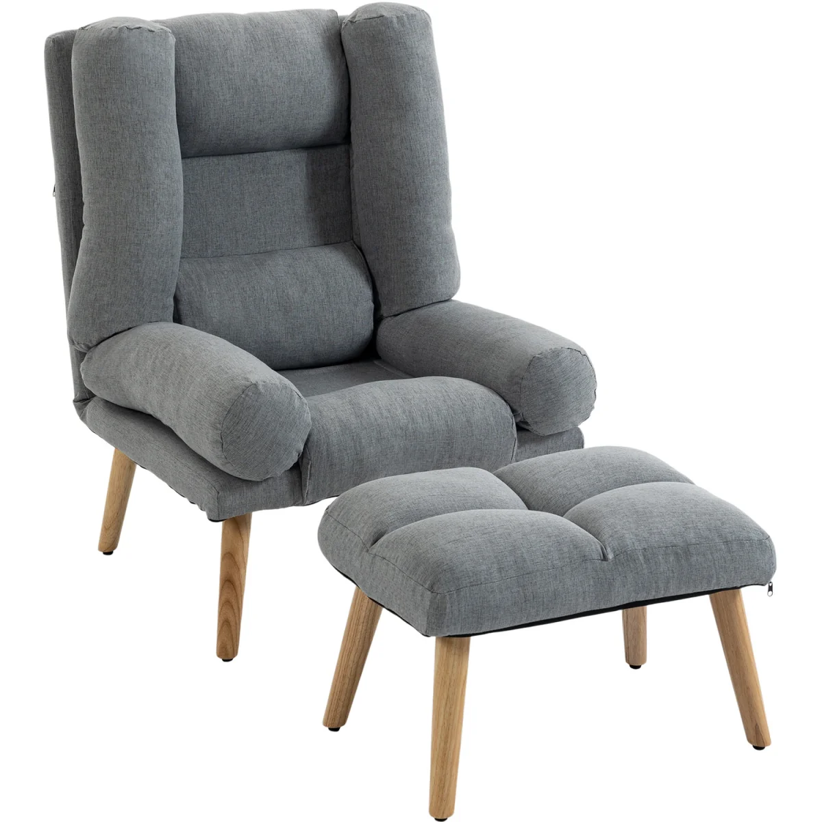 HOMCOM Recliner Chair Ottoman Set - Grey – image 9